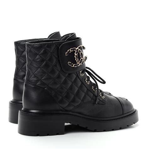 chanel boots on sale|Chanel quilted combat boots.